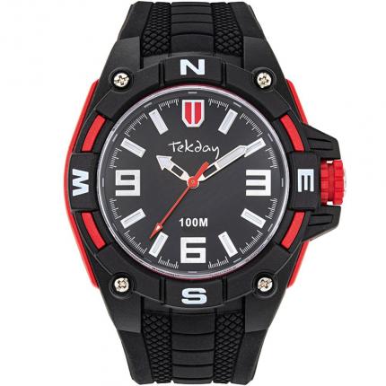 Grosse montre homme noire et rouge étanche avec bracelet sport en silicone