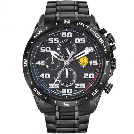 Grosse montre homme en acier noir étanche 100 mètres avec chronographe