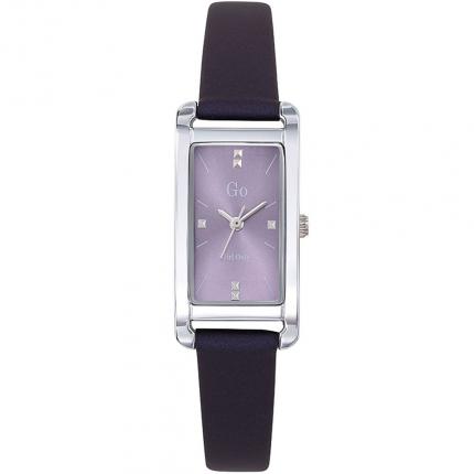 Très belle montre rectangulaire pour femme avec cadran mauve et bracelet violet en cuir