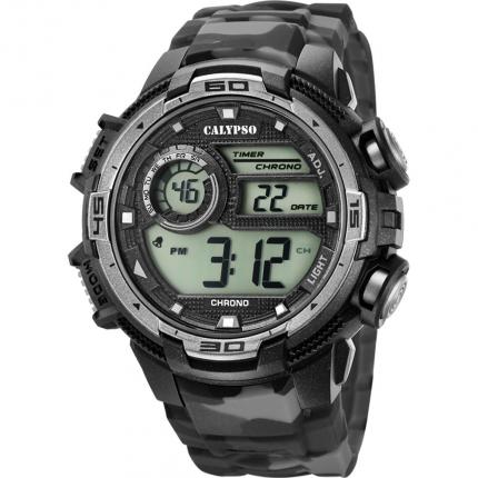 Grosse montre digitale homme avec bracelet camouflage gris
