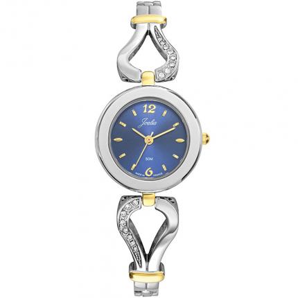 Petite montre femme en métal bicolore avec strass de marque française Joalia