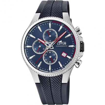 Montre chronographe homme fond bleu étanche avec bracelet en silicone à moins de 100 euros