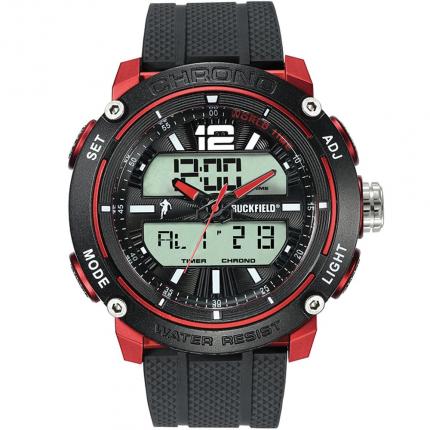 Grosse montre digitale sport étanche noire et rouge pour homme