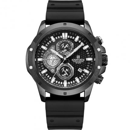 Montre chronographe noire avec bracelet sport en silicone